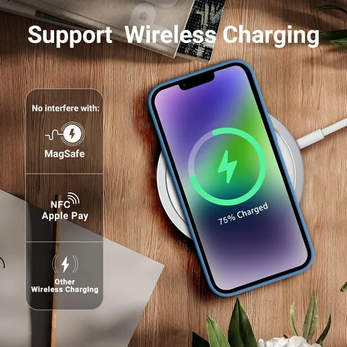 Vista 5 de AOTESIER - Funda a prueba de golpes diseñada para iPhone 12 Pro Max, funda de silicona líquida con [forro de microfibra suave antiarañazos]