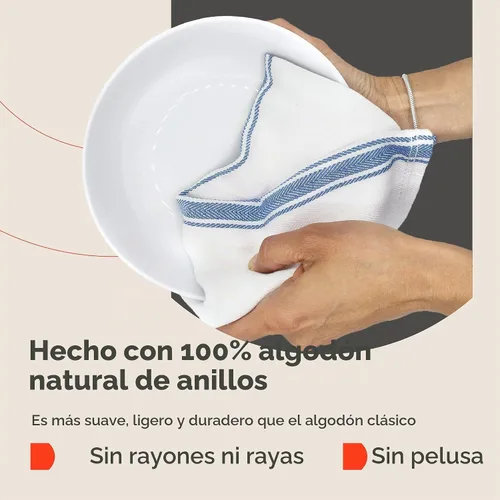 Vista 3 de Zeppoli - Trapos clásicos de cocina, de 100% algodón, para cocina o limpieza, reusables, súper absorbentes, lavables a máquina, paquete a granel