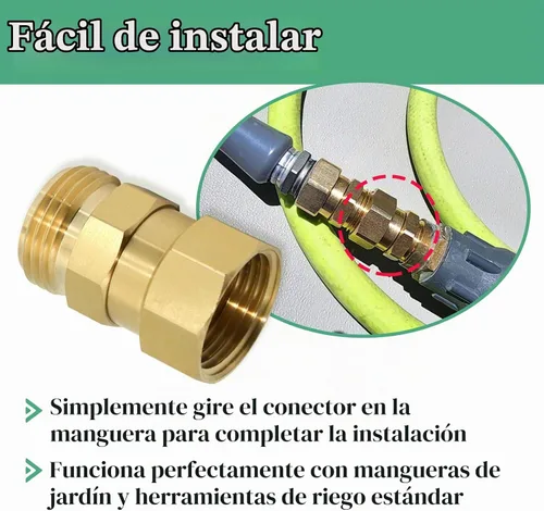 Vista 4 de Conector giratorio de manguera, conector de manguera de jardín 3/4