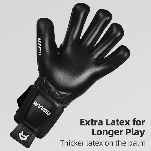 Vista 6 de WVVOU Guantes de portero de fútbol para adultos y jóvenes, guantes de portero de alto rendimiento con 5 protectores de dedos desmontables, guantes