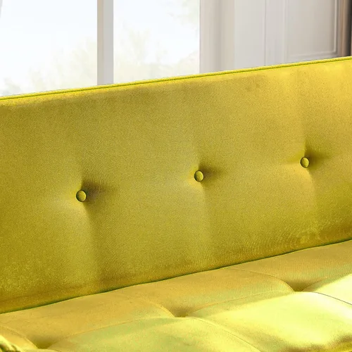 Vista 5 de Sofá cama de tela moderna, sofá cama convertible con 2 almohadas y reposabrazos, sofá reclinable plegable de 75 pulgadas con patas de madera maciza