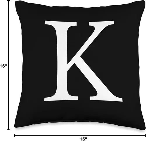 Vista 4 de Plaid Boutique Cute & Classy Black White Monogram Letter K - Almohada (16.0 x 16.0 in), multicolor