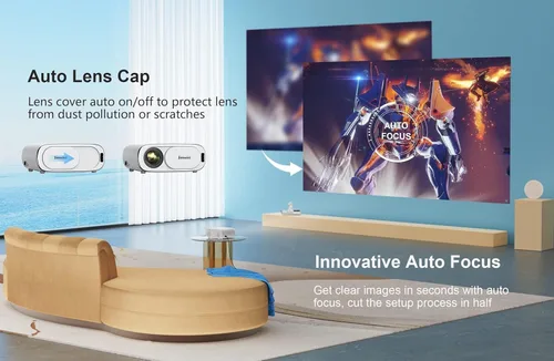 Vista 2 de [Enfoque automático AI/tapa de lente automática] Proyector para exteriores 4K con WiFi 6 y Bluetooth: proyector portátil con Keystone automático 6D