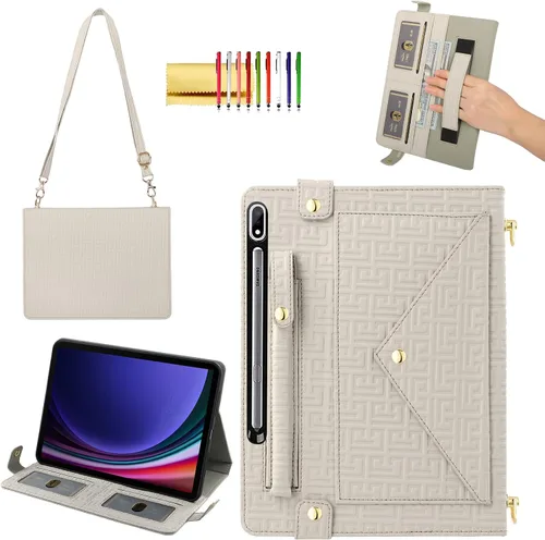 Vista 19 de Bolso Funda para Samsung Galaxy Tab S10 FE/S9 FE 10.9"/S9/S8/S7 11", Techcircle Folio con Soporte Cruzado, Billetera con Ranura para Lápiz S Pen