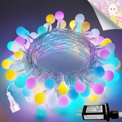 Vista 21 de LORRYTE Luces de Navidad marroquíes para exteriores operadas por batería, 60 LED de 36 pies, luces de globo de hadas con 8 modos de iluminación