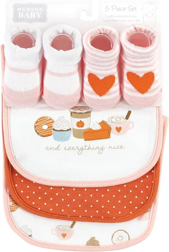 Vista 322 de Hudson Baby Conjunto de babero y calcetines unisex de algodón para bebé