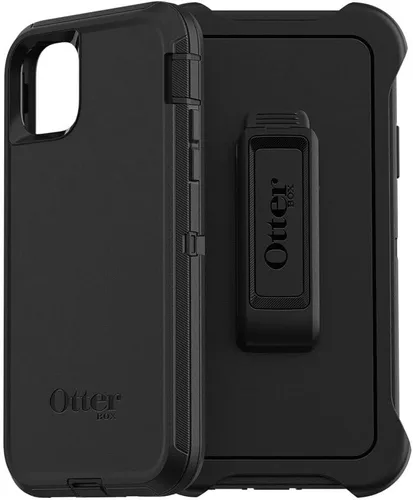 Vista 3 de OtterBox - Funda para iPhone 11 Pro Max Defender Series, color negro, resistente y duradera, con protección de puerto, incluye soporte de clip