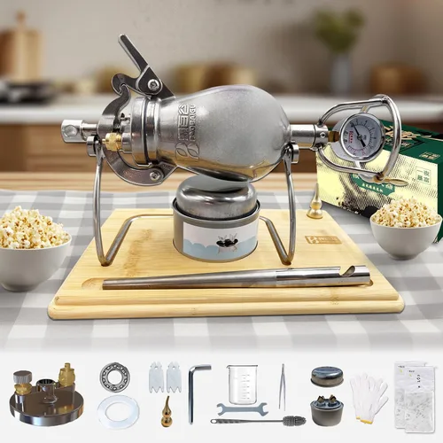 Vista 8 de Máquina china de cañón de palomitas de maíz de 11.8 fl oz, máquina china de palomitas de maíz, máquina de palomitas de maíz de aire caliente, doble