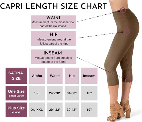 Vista 3 de SATINA - Leggings para mujer de cintura alta para mujer- Leggings capri y de largo completo para mujer