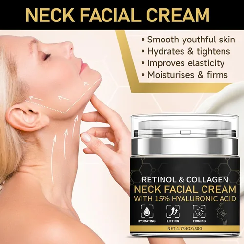 Vista 3 de Crema de retinol para cara con 15% de ácido hialurónico, hidratante facial de colágeno para cuello facial para levantar la piel reafirmante, crema