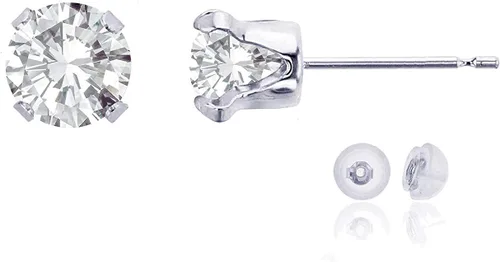 Vista 108 de Aretes de tuerca de plata de ley 925 chapados en oro de 14 quilates macizo, oro amarillo, blanco o rosa de 0.236 in Amatista