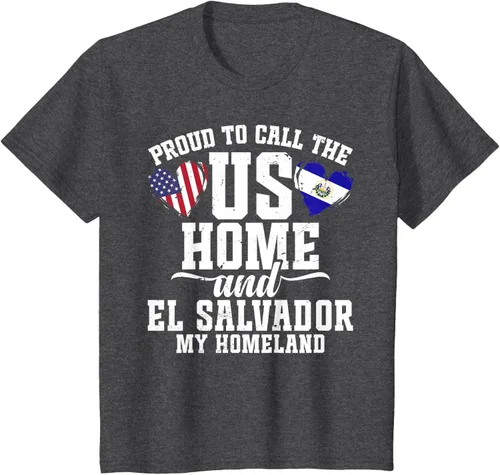 Vista 21 de Traje salvadoreño para hombre y mujer, camiseta de El Salvador con la bandera de Estados Unidos, Negro -, Pequeña