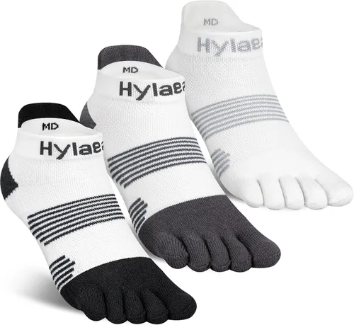 Vista 21 de Hylaea Calcetines deportivos para correr sin visibles, antiampollas, con tecnología Coolmax, sin costuras y antiolor 3 Pares Negro