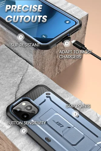 Vista 7 de SUPCASE Funda para iPhone 14 Pro Max con protector de pantalla (Unicorn Beetle Pro), [soporte integrado y clip para cinturón] Funda protectora