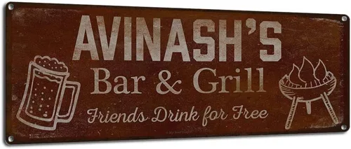 Vista 36 de Adam's Bar and Grill Friends Drink for Free, cartel de aluminio de 5.75 x 15.5 pulgadas, accesorios personalizados para bar y decoración de pared