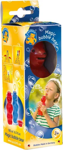 Vista 2 de PUSTEFIX Bubble Bear - Juguete para apretar y soplar burbujas de 6 onzas para niños (colores surtidos)