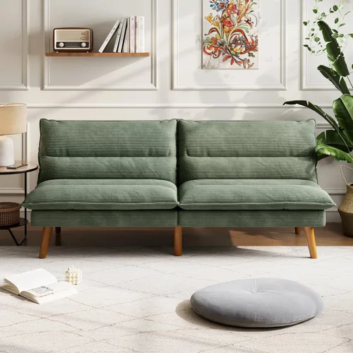 Vista 8 de LINSY HOME Sofá Cama Futón - Sofá Cama de Pana Convertible con Respaldo Ajustable, Sofá Cama Pequeño Moderno Tipo Loveseat para Espacios Pequeños