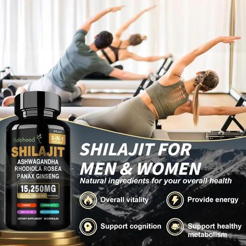 Vista 5 de Shilajit para hombres/mujeres – Orgánico puro del Himalaya, cápsulas de Shilajit con Ashwagandha, suplementos de 60 cápsulas alternativas a