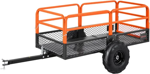 Vista 12 de VEVOR 10 pies cúbicos y 500 libras de remolque para ATV con función de descarga, remolque de utilidad para UTV de carga pesada, remolque de descarga