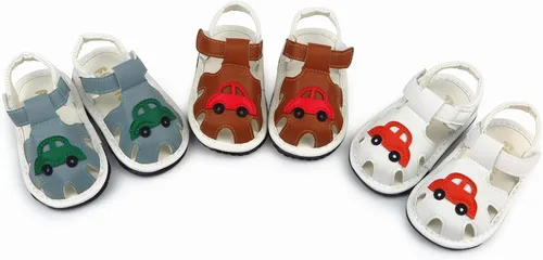 Vista 2 de WILLFUN Sandalias chirriantes de verano para bebé, niño, niña, suela de goma de primera calidad, puntera cerrada, antideslizantes, zapatos