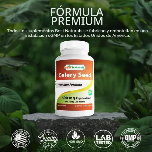 Vista 5 de Best Naturals Tableta de semillas de apio de 600 mg, 180 unidades (817716014401)