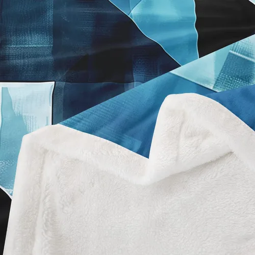 Vista 3 de Erosebridal Black Blue Triangles Square Fleece Throw Blanket 40"x50" - Ultra-Soft for Couch Sofa Bed,3D Geometric Pattern Sherpa Blanket,Abstract