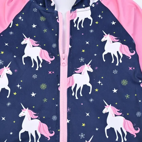 Vista 4 de Jxstar Sudadera raglán con capucha y cremallera para niñas con bolsillos