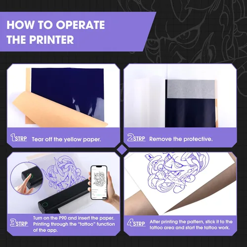 Vista 6 de INKin Kit de tatuaje para principiantes, juego completo con impresora de tatuajes, pistola de tatuaje con 7 tiempos 0.1-0.2 in y 1600mAh de potencia