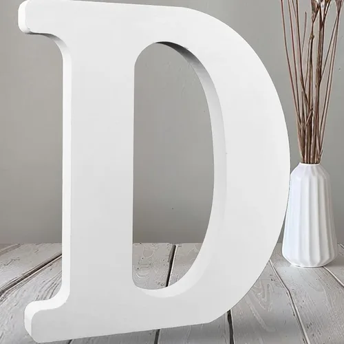 Vista 13 de AOCEAN Letras de madera grandes blancas de 12 pulgadas, letras de madera sin terminar para decoración de pared, letras decorativas de pie