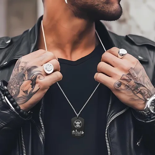 Vista 7 de Anime One Piece Wanted Poster Pendant Necklace Stainless Steel Chain Manga Necklaces Dog Tag Jewelry for Men Boyfriends Christmas Gifts