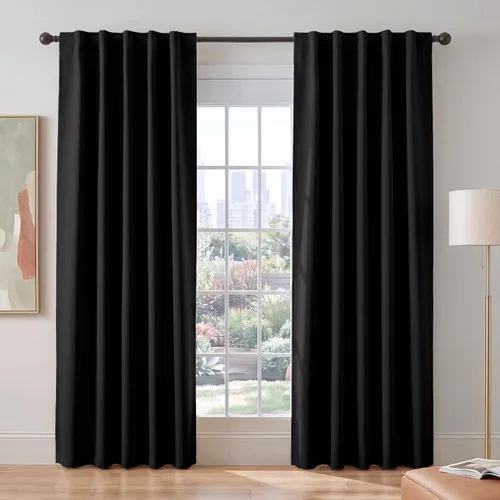 Vista 125 de PONY DANCE Cortinas cortas con aislamiento térmico para ventana pequeña, para guardería, baño, cocina, lavandería, caravana, sótano, 29 pulgadas