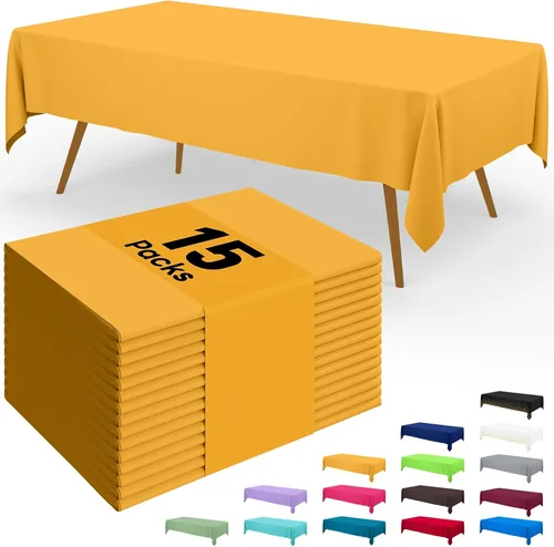 Vista 113 de Smiry - Juego de 6 manteles desechables, 54 x 78 pulgadas, manteles impermeables rectangulares para fiestas, cubierta de mesa de plástico
