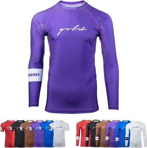 Vista 14 de Gold BJJ Fundation Rash Guard - Rashguard de Jiu Jitsu No-Gi y Gi Clasificado Negro (manga larga).