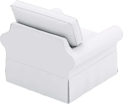 Vista 2 de Funda de sofá de algodón compatible con silla básica Pottery Barn PB, ancho: 39.5 pulgadas Color blanco básico resistente de la funda del sillón