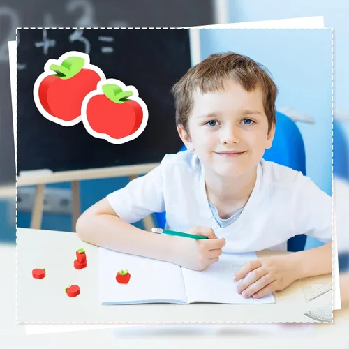 Vista 6 de 60 mini borradores de manzana para niños, regalos de bienvenida a la escuela, para contar en el aula, manipulativos de matemáticas, suministros