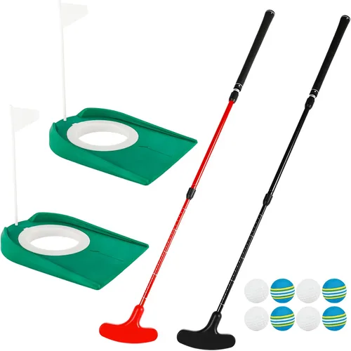 Vista 8 de Juego de 2 palos de golf ajustables para niños, adolescentes, diestros o zurdos, de dos vías, para hombres y mujeres, 4 pelotas de entrenamiento