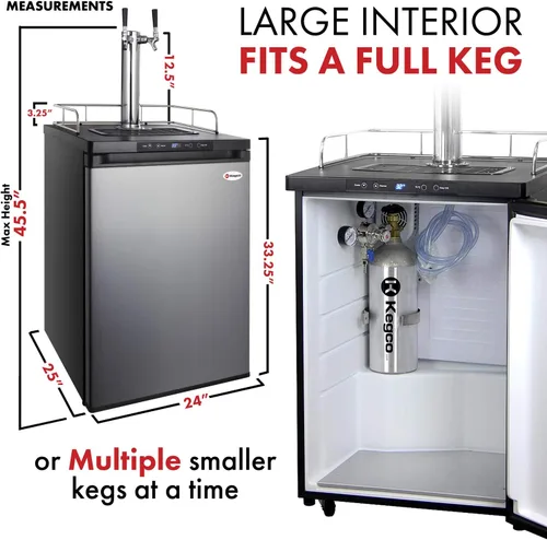Vista 8 de Kegco 3PHBK309S-2 Dispensador de barriles, 2 grifos, acero inoxidable
