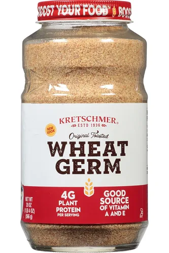 Vista 2 de Kretschmer Suplemento original tostado de germen de trigo natural, ingrediente para hornear y batido, buena fuente de vitamina A y E, germen