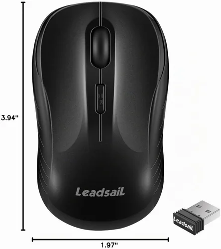 Vista 8 de LeadsaiL Ratón inalámbrico silencioso 2.4G USB ordenador compacto óptico inalámbrico mini ratón silencioso, silencioso, 4 botones, 3 DPI ajustables
