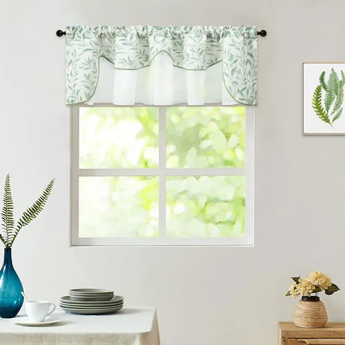 Vista 11 de VOGOL Cenefa floral negra para ventanas, patrón de pájaro, 52 x 18 pulgadas *Pájaro dorado