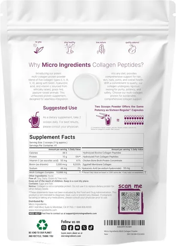 Vista 6 de Micro Ingredients Vitamina D3 10,000iu + K2 200mcg de aceite de coco cápsulas blandas y proteína de colágeno múltiple en polvo, paquete de 2
