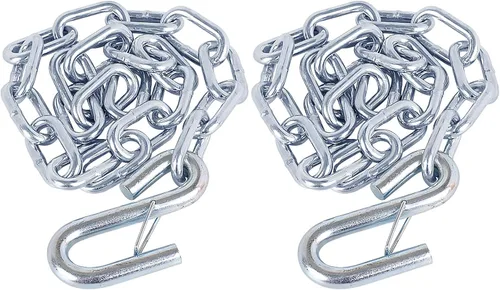 Vista 10 de NBJINGYI 1/4" X 27" 2 piezas, cadena de seguridad para remolque de grado 30 con ganchos de resorte y un gancho en S