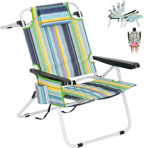 Vista 12 de ABORON Silla de bronceado ajustable de 5 posiciones con orificio para la cara, salón de playa plegable portátil para tomar el sol, tumbona