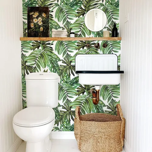 Vista 7 de Papel Tapiz Tropical Despegar y Pegar Papel de Contacto de Selva 17.7 pulgadas x 118.1 pulgadas Papel de Contacto de Hoja de Palma Despegar y Pegar