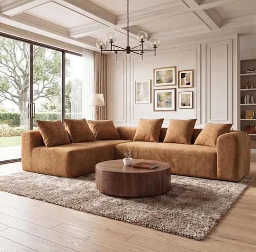 Vista 27 de Claiks Sofá modular deshuesado de 123 pulgadas, sofá en forma de L para sala de estar, sofá moderno de asiento profundo de 3 plazas, tela de Gris