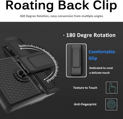 Vista 4 de Miimall Funda compatible con Samsung Galaxy Z Flip 3 con funda de clip para cinturón, funda de cuero de doble capa, delgada, resistente, funda