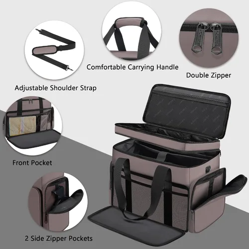 Vista 4 de YOREPEK 2 Layer Soft Carrying Case Compatible for PS5, PS4, PS4 Pro, Large Travel Cases for Game Console, Controller, Discs, Laptop, Tablet, Headset
