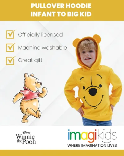 Vista 3 de Disney Mickey Mouse Winnie the Pooh Tigger Fleece Cosplay Pullover Hoodie Infant to Big Kid