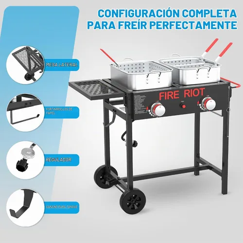 Vista 5 de Freidora de propano para exteriores de 36 cuartos de galón con carrito