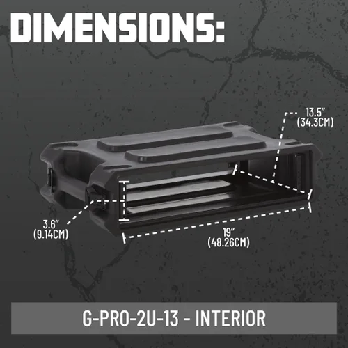Vista 6 de Gator Cases Pro Series - Carcasa para rack de 2U moldeada rotacionalmente con poca profundidad de 13 pulgadas; fabricada en Estados Unidos